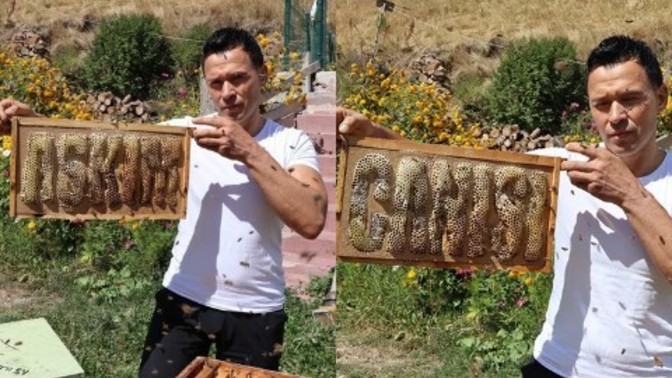 Erzurum'da bir bal üreticisi, arılarına Allah, Erzurum, Aşkım ve Canısı gibi kelimeleri yazdırdı. Siz olsanız ne yazdırırdınız?
