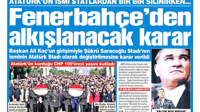 Fenerbahçe stadyumunun isminin Atatürk olması belli bir kesimi rahatsız eder mi?