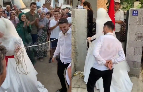 Damada tasma takarak eve götüren gelin! Böyle adetler saçmalıktan ibaret değil mi?