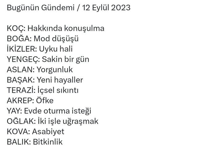 Burcunuzun bugünkü gündeminde ne var?