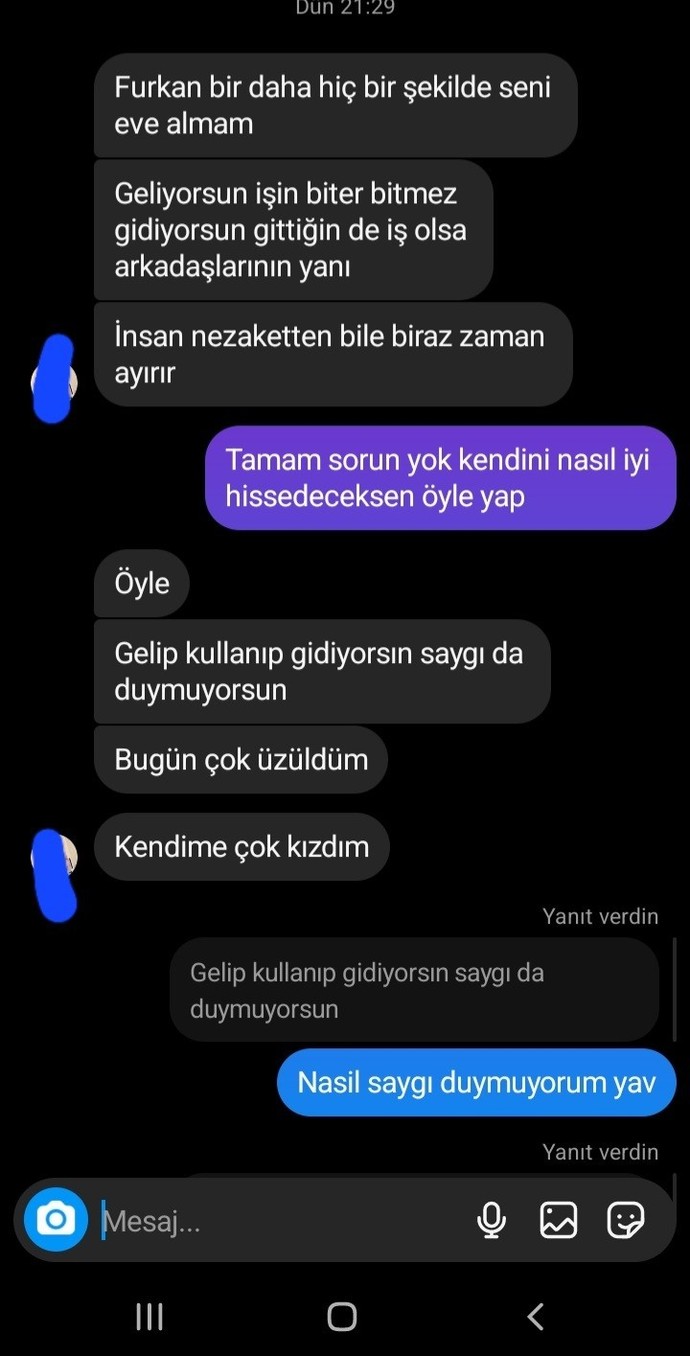 Üst komşumla ilişkim var sizce tepkisi normal mi?