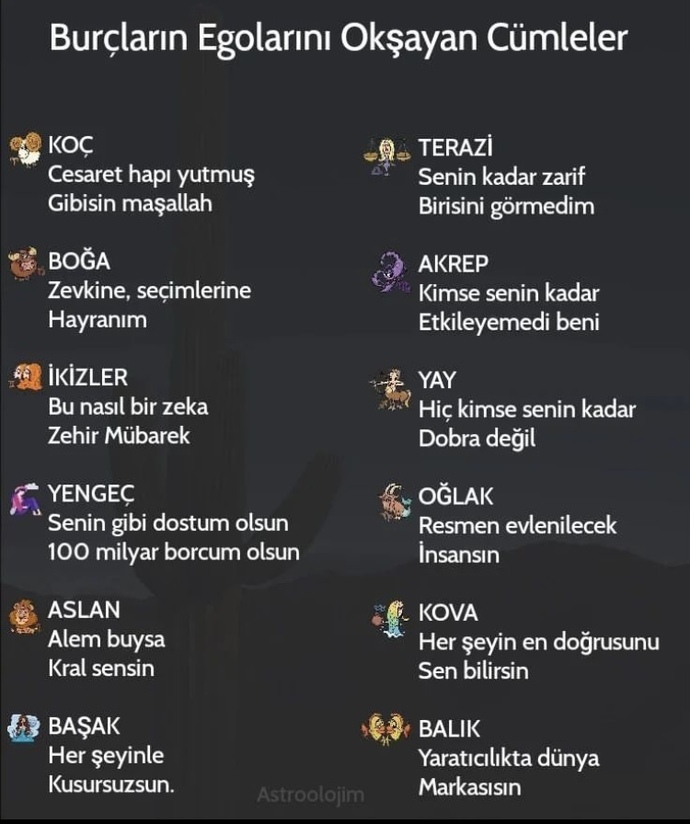 Burçların egolarını okşayan cümleler nelerdir?