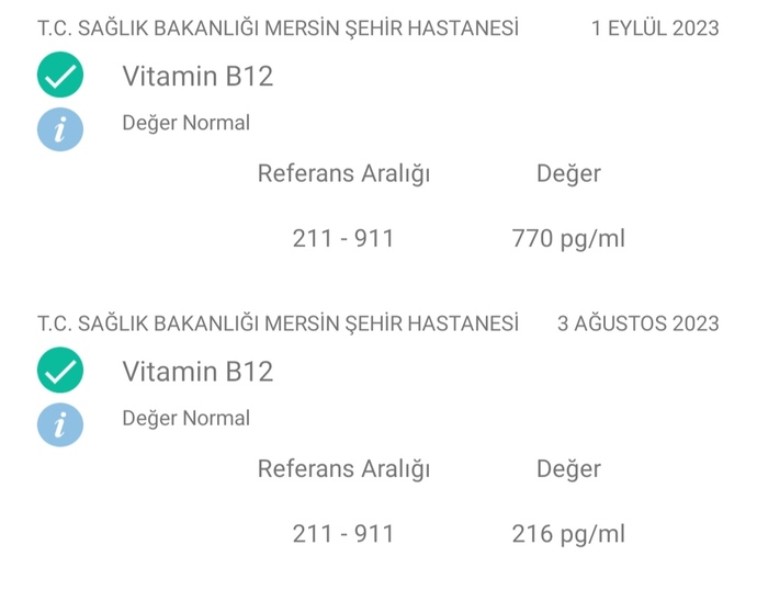 B12 değerinin 1 ayda yükselmesi neden olur?