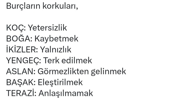 Burcuna göre korkularınız nelerdir?