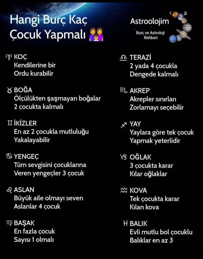Burcunuza göre kaç çocuk yapmalısın?