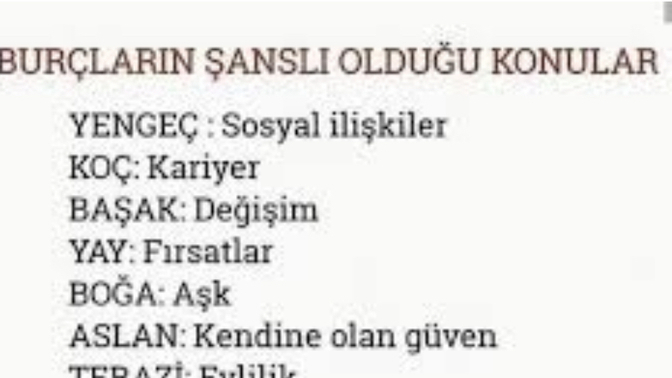 Burçların şanslı 🍀 olduğu konular nelerdir?