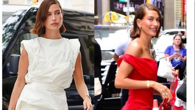 Hailey Bieber'a beyaz elbise mi daha çok yakışmış yoksa kırmızı elbise mi?