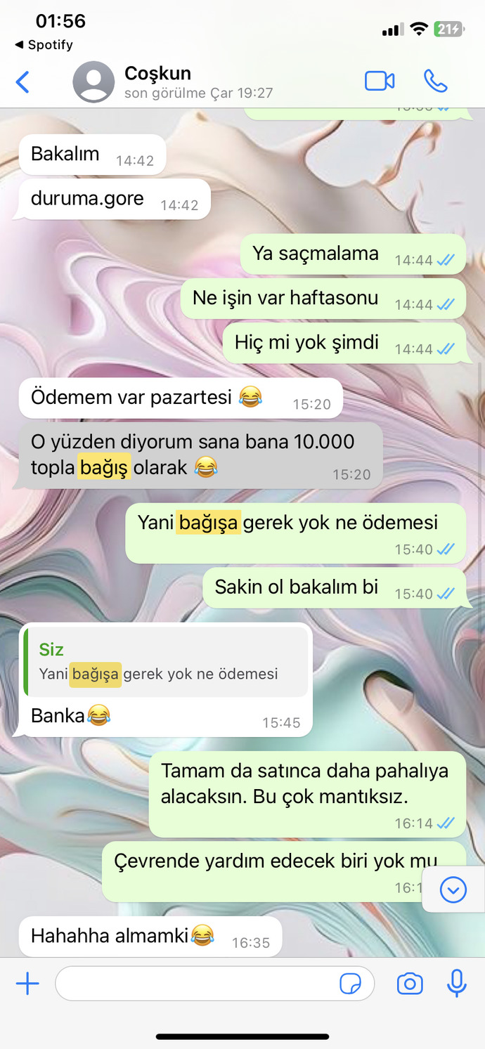 Benden para mı almaya mı çalışmış?