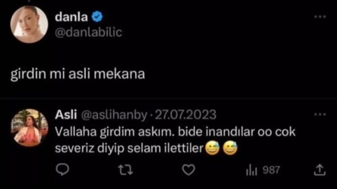 Mekanlara girebilmek için kendini Danla Biliç'in kuzeni olarak tanıtan Aslı'ya, Danla'dan tam destek! Böyle bir anınız var mı?