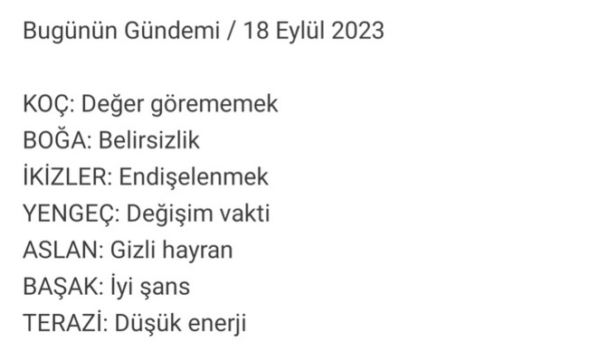 Burcunuza göre bugünkü gündeminiz nedir?