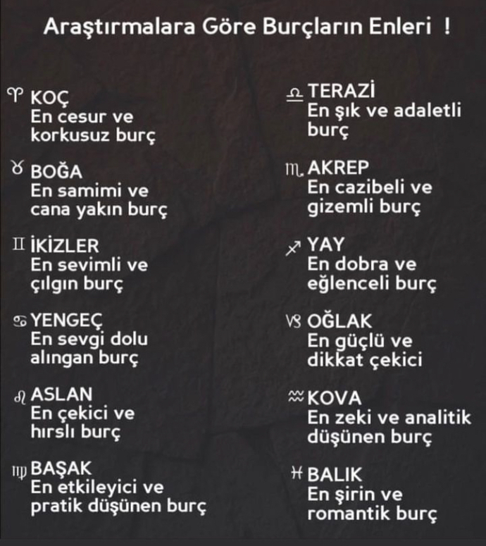 Araştırmalara göre burçların enleri nelerdir?