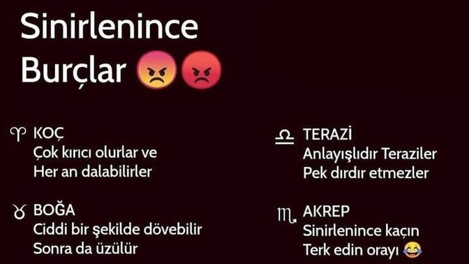 Sinirlenince burçların büründüğü haller neler?