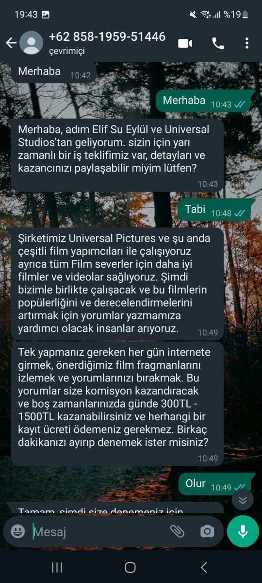 Bugün watsap dan merhaba dedi yabancı bi numara attıgı linke girip videoları izlememi istedi para atacagını söyledi amaç ne?