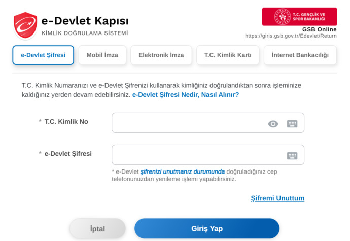 "Genciz Biz"-e-Devlet girişi