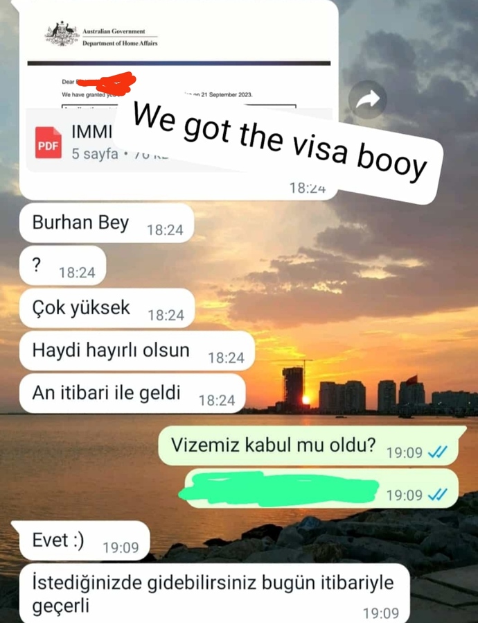 Avustralyadan vize kabulü aldım. Bir hayırlı olsun yok mu?