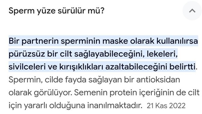 Sperm yüze sürülmesi sonuçu cilde faydası var mı?
