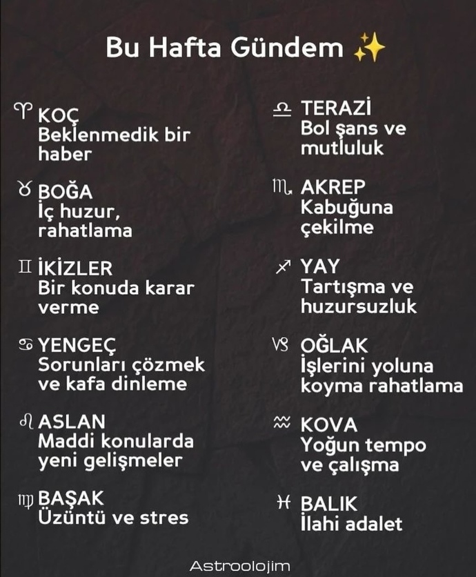 Burcunuzun bu haftaki gündemi nedir?