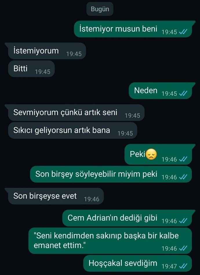 Ayrılık mesajı atan mısın, alan mı?