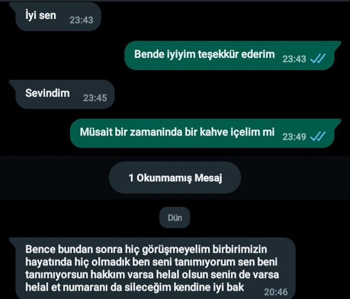 Bir erkek bu mesajı atıyorsa ne yazılmalı?