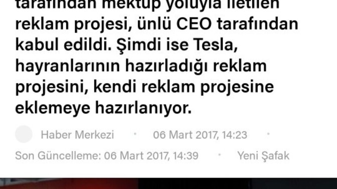 Tesla reklami yaparsam kabul edilir mi?
