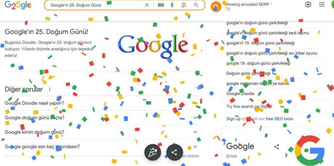 Google 25. doğum günü doodle