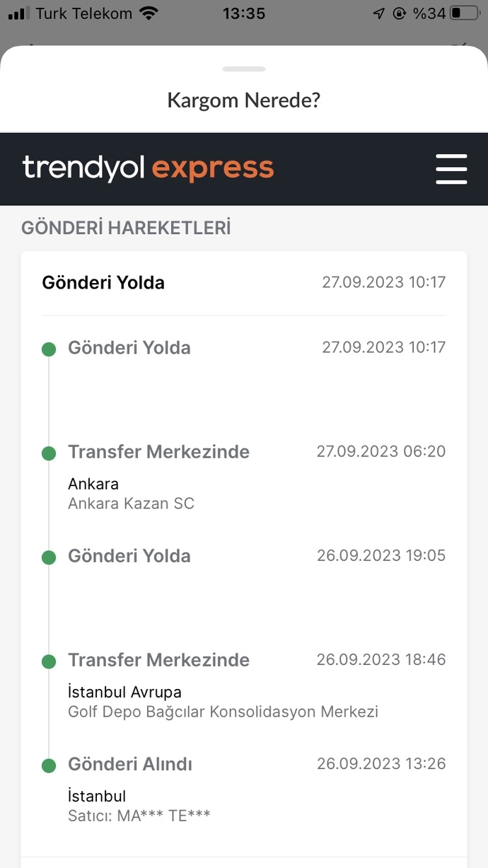 Böyle olan gönderi bugün gelir mi?