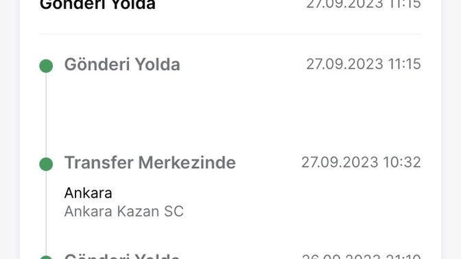 Böyle olan gönderi bugün gelir mi?