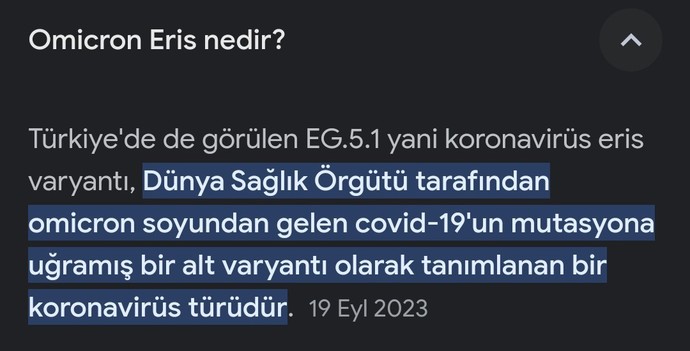 Covit in mutasyona uğramış hali yeni ERİS virüsü hakkında ne düşünüyorsunuz?