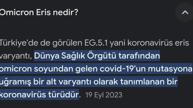 Covit in mutasyona uğramış hali yeni "ERİS" virüsü hakkında ne düşünüyorsunuz?