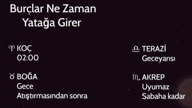 Burcuna göre yatağa ne zaman giriyorsun?
