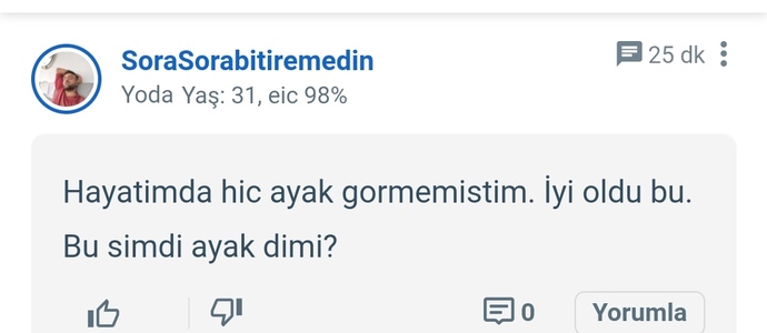 Hayatımda hiç ayak görmedim. Ayak kız. Kız ayağı böyle bir şey mi ki?