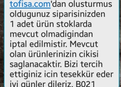 Siparişlerimin hepsi mi iptal edildi?