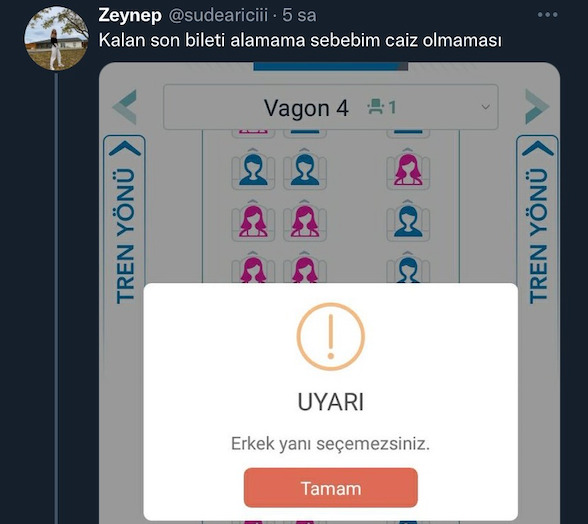 Niye yolculukta karşı cins yanı alınamıyor?