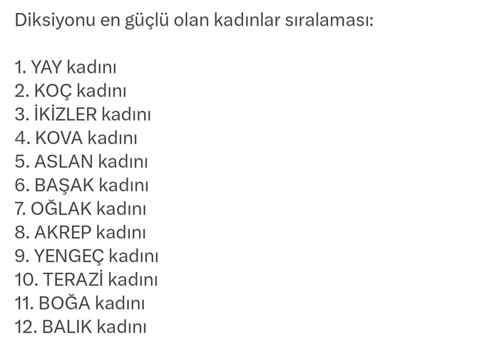 Burcuna göre diksiyon sıralamasında kaçıncısın?