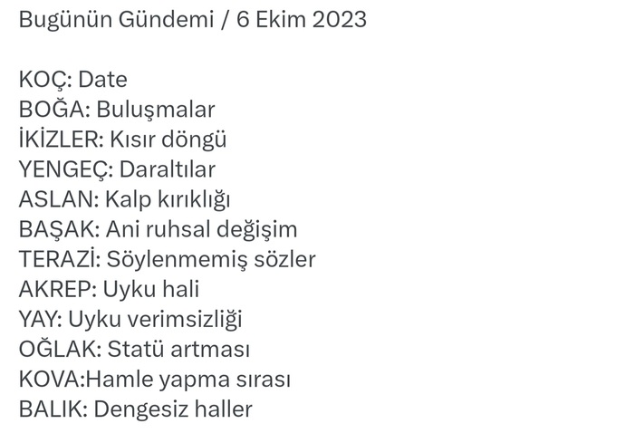 Burcunuza göre gündeminizde ne var?
