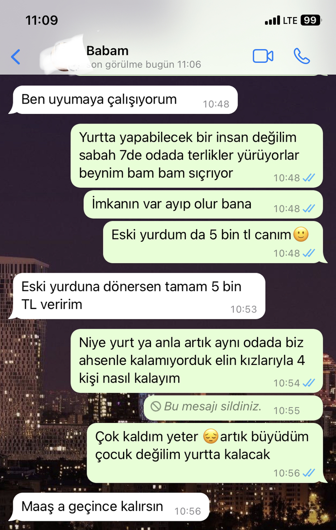 Ev fiyatı ile yurt fiyatı aynı olmasına rağmen babam neden eve çıkmama izin vermiyor?