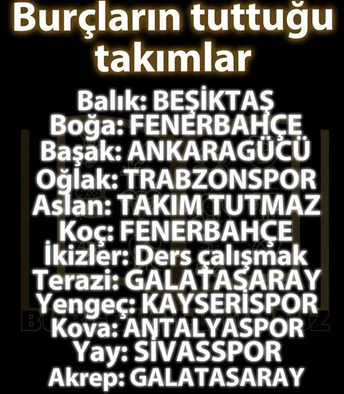 Burcuna göre tutuğun takım neymiş 😂?