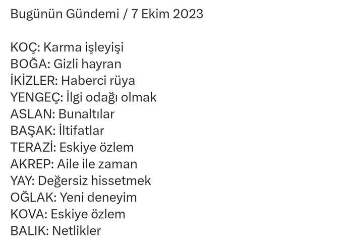 Burcunuzun bugünkü gündeminde ne var?