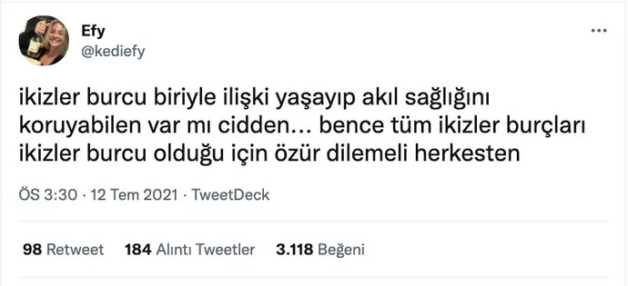 Yeri gelmişken İkizler/terazi en sevmediğim burçlar 😂