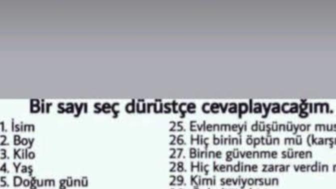 Bir sayı tutup fotoğraftaki karşılığını dürüstçe cevaplar mısın?