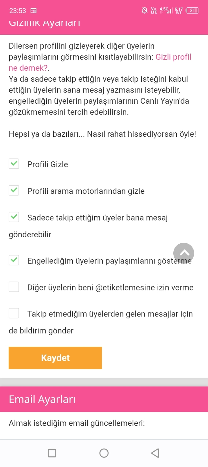 Mesajları kapatabiliyor muyuz?