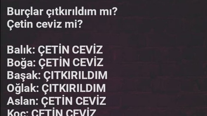 Sizin burcunuz çıtkırıldım mı, çetin ceviz mi?