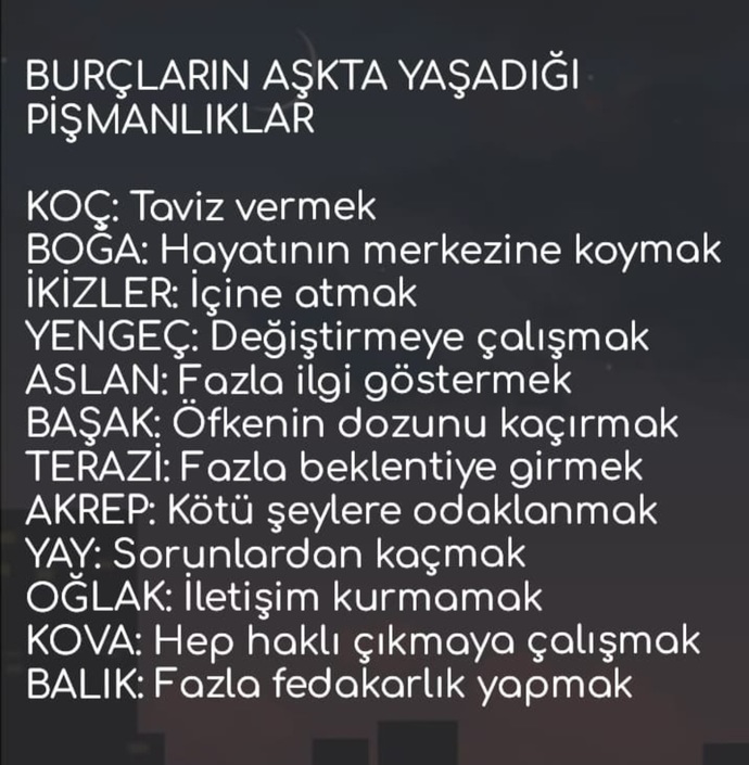Burcunuza göre aşkta yaşadığınız pişmanlık nedir?