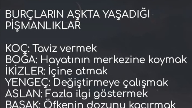 Burcunuza göre aşkta yaşadığınız pişmanlık nedir?