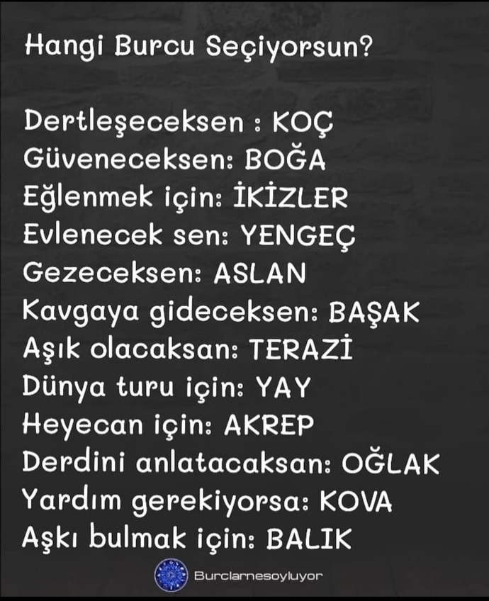 Hangi burcu seçiyorsunuz?