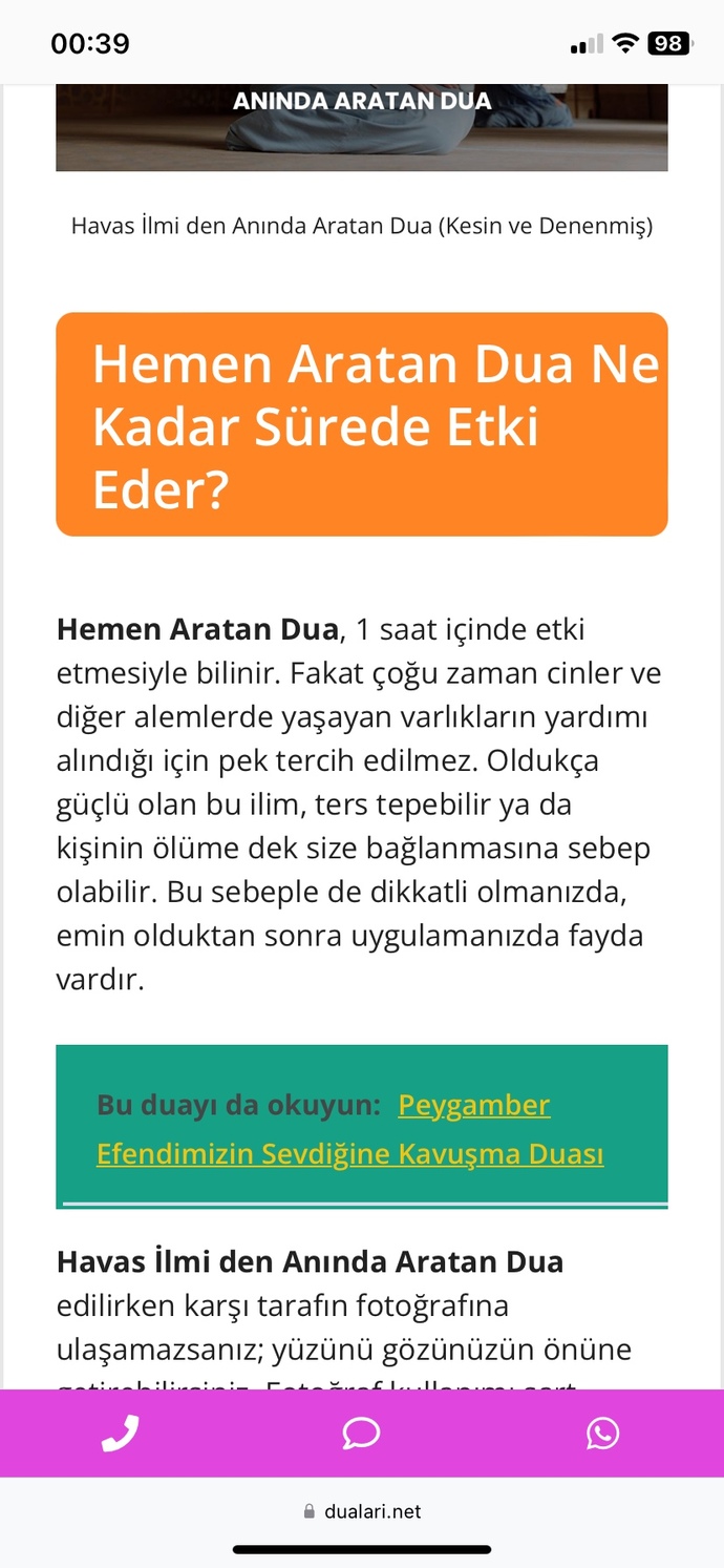 Havas ilminden dua okusak ne olur?