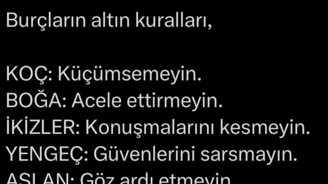 Burçların altin kuralları nelerniş?