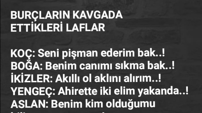 Burcunuza göre kavga ederken ne söylersiniz?