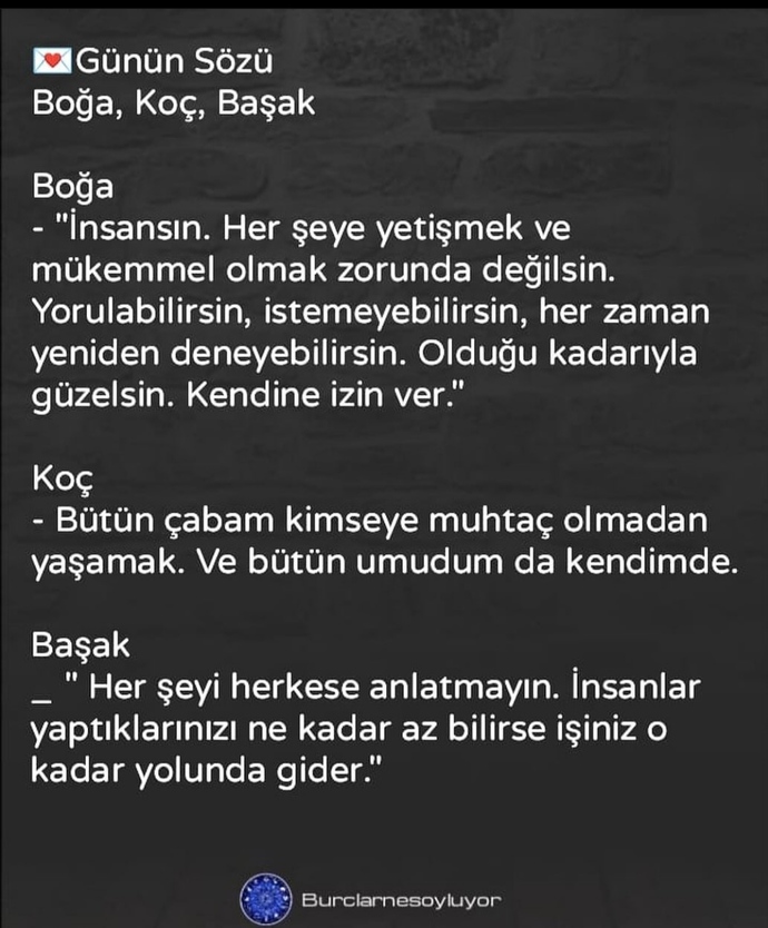 Burçlar için günün sözü nedir?