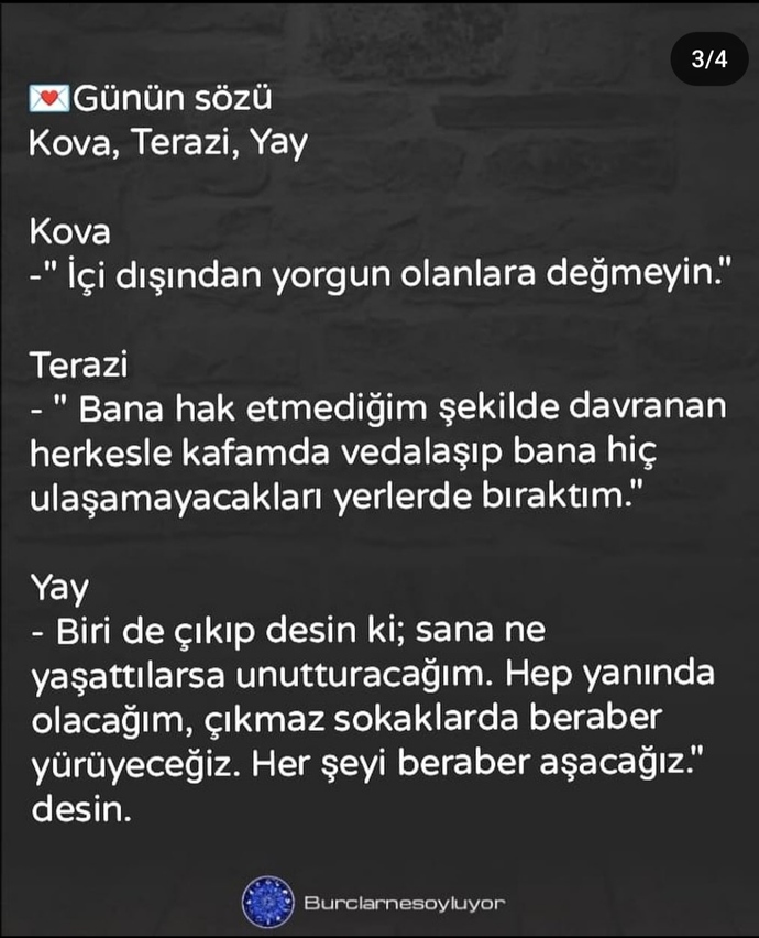 Burçlar için günün sözü nedir?